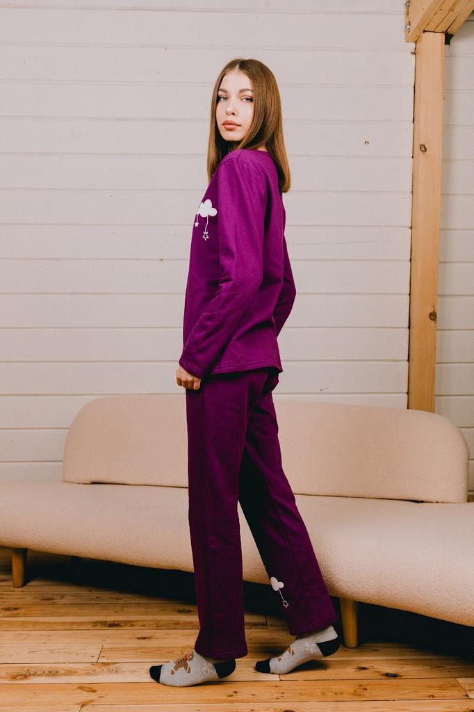 Women’s Warm Pajama Set – Cozy Long Sleeve Top & Pants with Button Closure, Demi-Season, 8240-023-33-1 HC