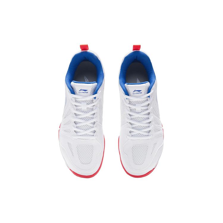 New LiNing Ace Cushioned Slip Resistant Abrasion Resistant Low Top Badminton Shoes Men's White Blue AYTP011-13