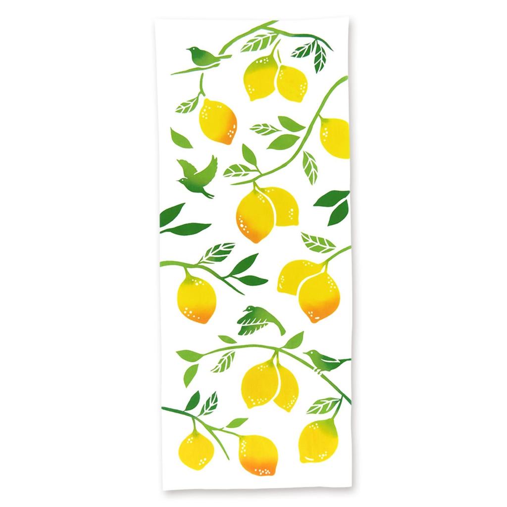 Miyamoto Towel Kenema Tenugui Hand Lemon Tree Made in 35 x 50254 Towel, Design, Japan, White, Approx. 90cm,