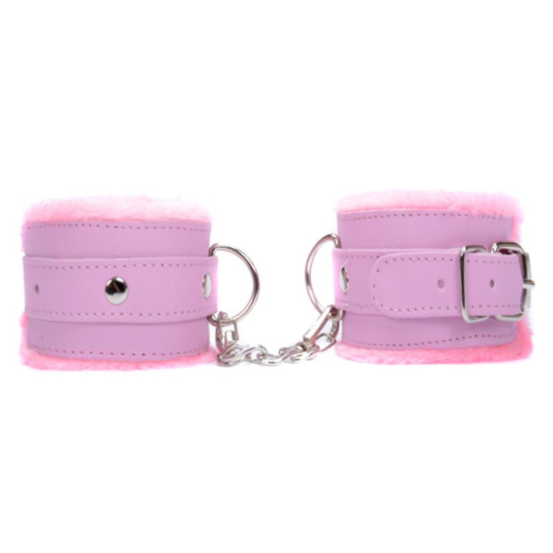 Sexy Adjustable PU Leather Plush Hand Cuffs Ankle Cuff Restraints BDSM Bondage Sex Toy Sex Bondage Exotic Accessories for Women