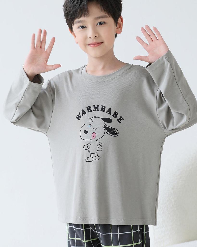 Lulu Niu Boys' Cartoon Cotton Long-Sleeve Pajamas - Spring & Autumn Style