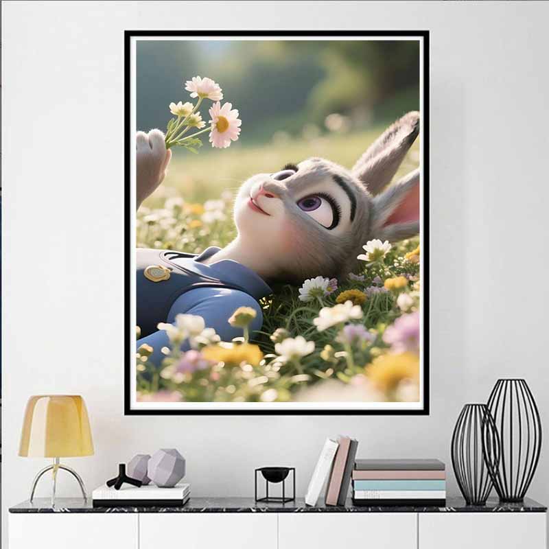 Disney 5D DIY Diamond Painting Zootopia Healing Illustration Cartoon Full Diamond Mosaic Diamond Painting Art Wall Decoration Craft Set