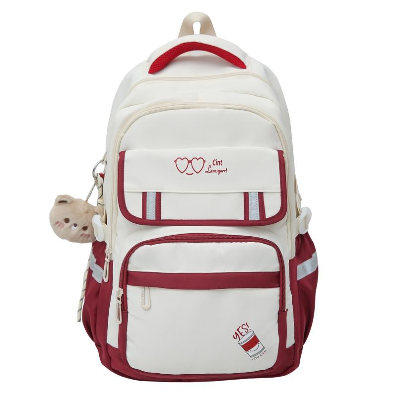 Dámský batoh s velkou kapacitou Studentská školní taška pro dívky Barevný blok batoh