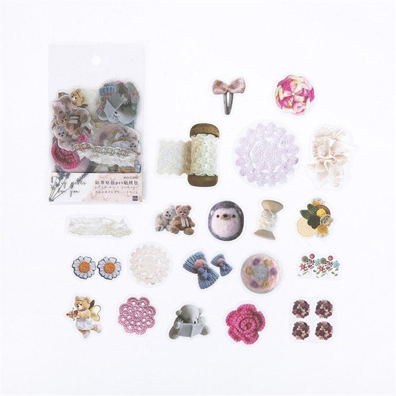 8 Designs Plant Flower Mushroom Ginkgo Pet Deco Diary Stickers Scrapbooking Planner Decorative Stationery Stickers Transparent