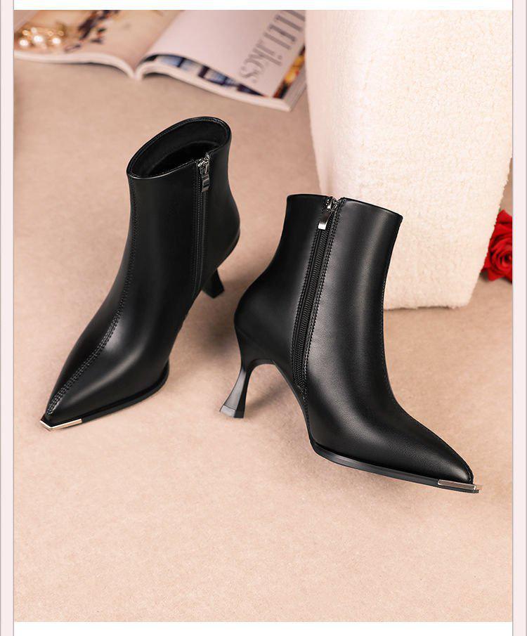 Damen Samt Spitzschuh Stiletto Stiefeletten - Weiches Leder, Vielseitig für Herbst/Winter 2025.