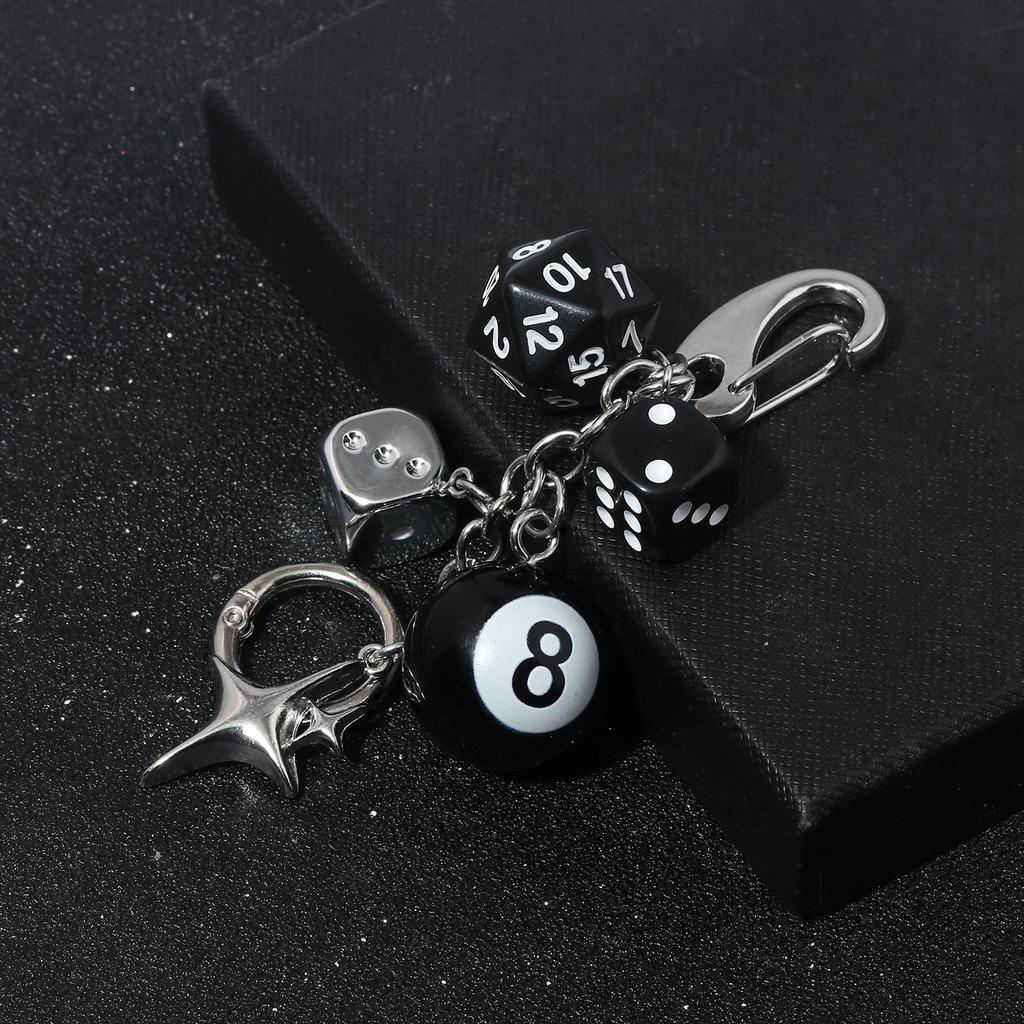 Lucky Dice Starburst Pendant Keychain, Hip Hop Cool Accessory Bag Ornament, Personalized Fashionista Versatile Jewelry