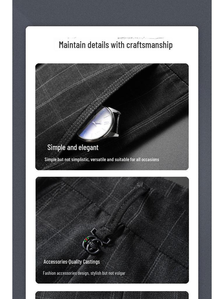 2023 Herren Slim Fit Kariert Eisseide Frühling-Sommer Freizeit Hose