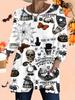 2025 Autumn Winter New Plus Size Women's Tops, Halloween 3D Print Fashion Crew Neck Long Sleeve T-Shirts
