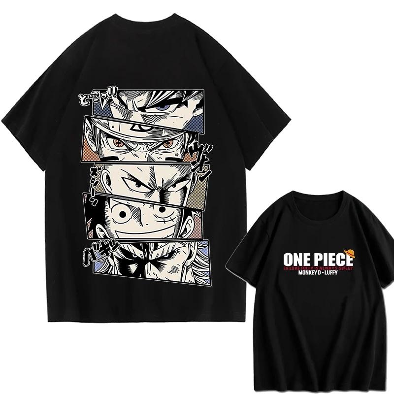ONE PIECE Zoro Luffy Gear 5 Printed Loose Short-sleeved Cotton T-shirt Summer Tide Pure Cotton Unisex Parent-child Clothing