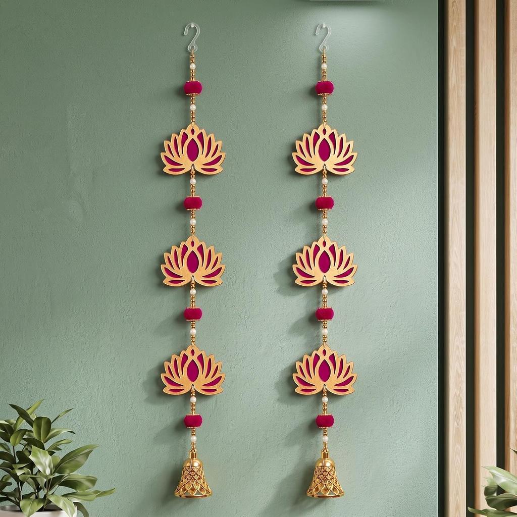 Набор настенных подвесок Лотос (2 шт), Jhumki Bead Lotus-Ganesh Chaturthi Decoration Items Set, JH Gallery