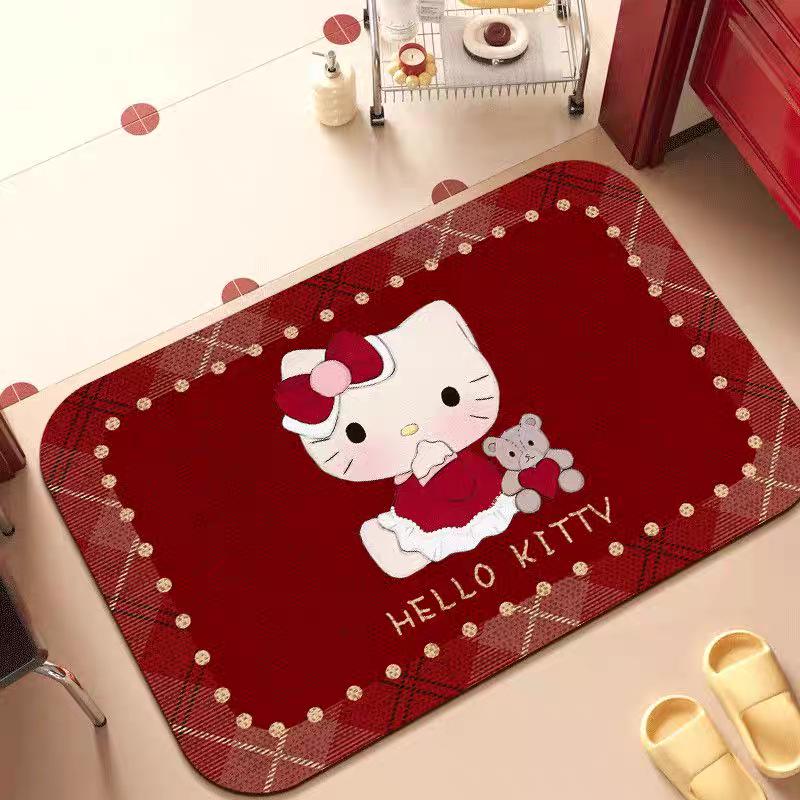 Hello Kitty Retro Red Non-slip Diatom Mud Bathroom Mat 40*60cm Diatom Mud