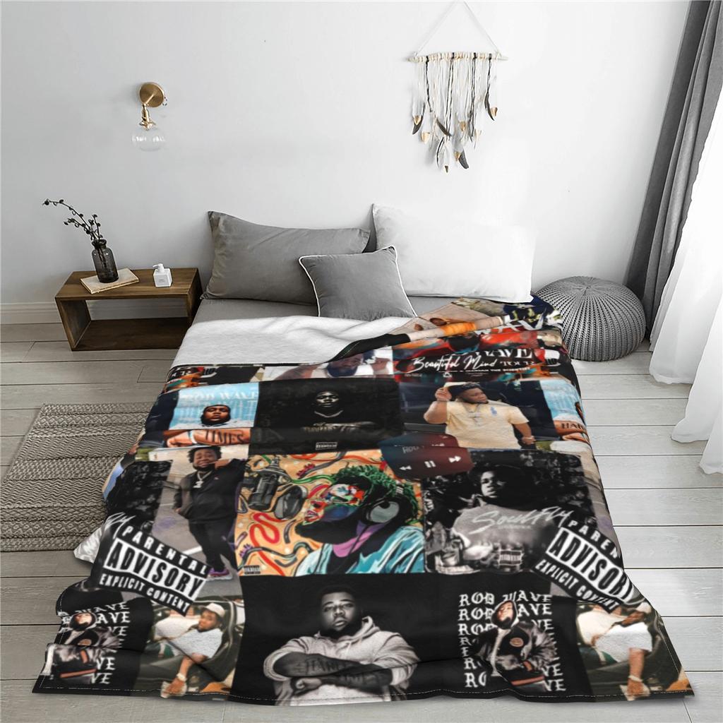 Rod Wave Hip Hop Rapper Flannel Blanket Singer Music Creative Throw Blankets Home Hotel Sofa 125*100cm Quilt Lightweight Thin