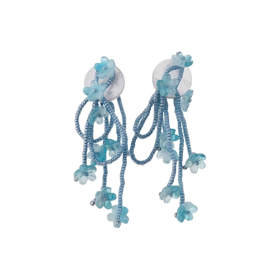 Silver Needle Resin Flower Tassel Stud Earrings - Sweet Holiday Style Light Luxury Jewelry