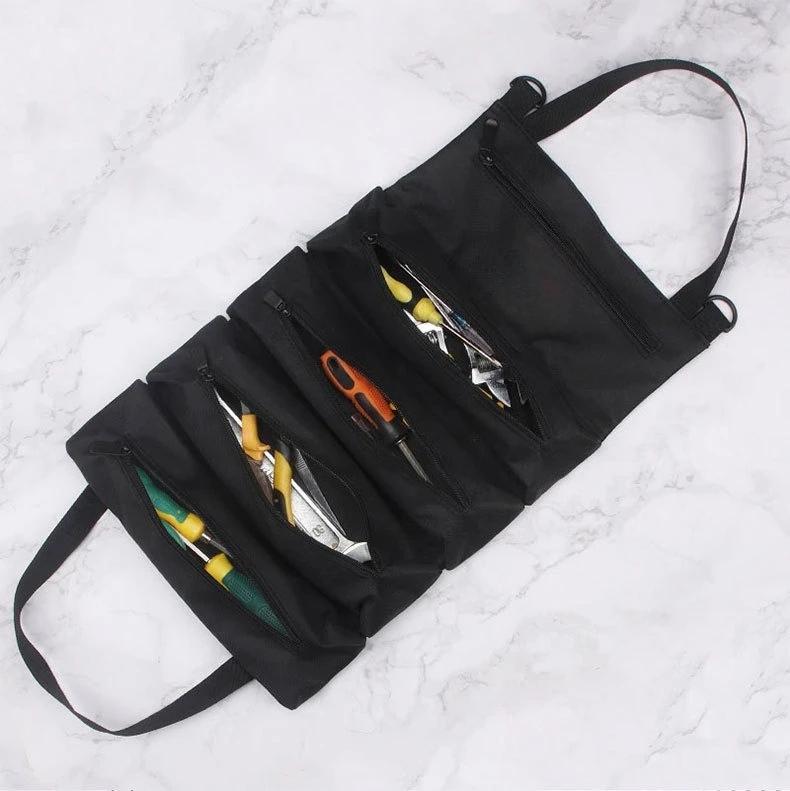 Heavy-Duty Roll-Up Tool Bag - Oxford Fabric Multi-Tool Organizer All-in-One Garage Storage for Mechanics/Electricians/Carpenters