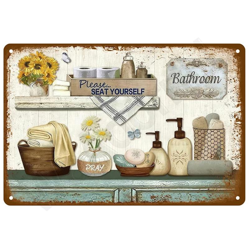 Segno di Latta Retrò Segni Metallici Vintage Targhe Poster Interni Casa Bagno Decorazione Murale Estetica Stanza Arredamento Casa Decorazioni