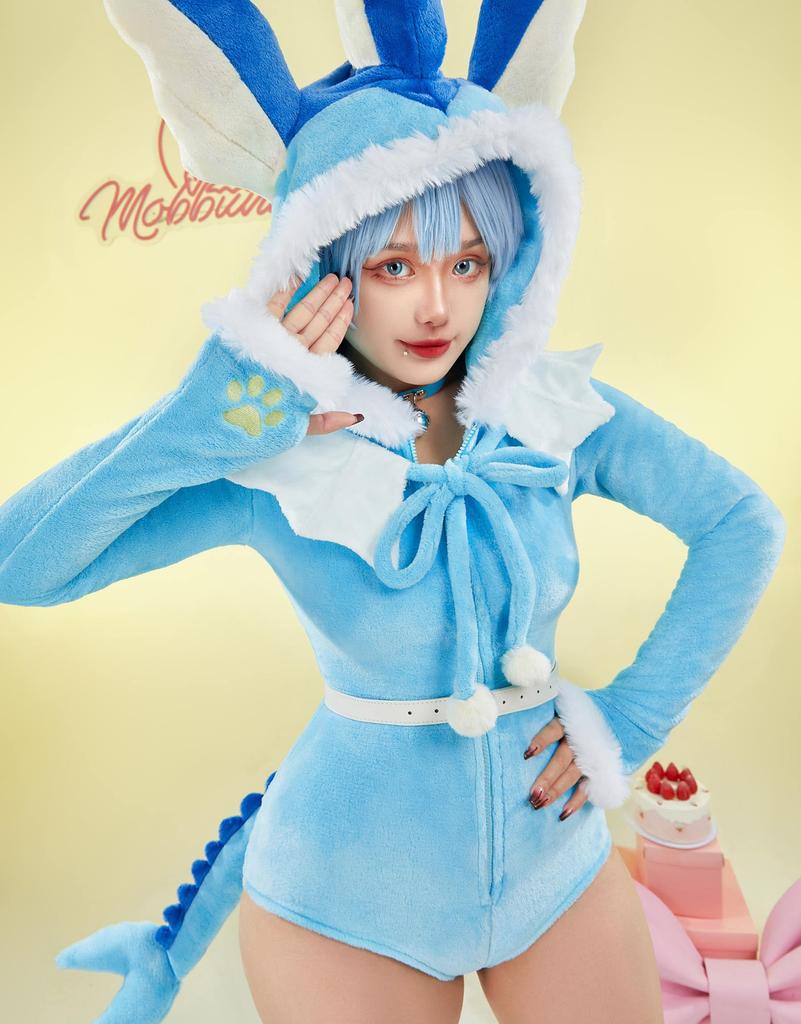 Mobbunny Beautiful Cosplay Long Outfit Blue Women's Costume, Anime/Game/Homewear/Pajamas, Bodysuit, Leotard, Hoodie, Mermaid, Animal-Style, Monster,