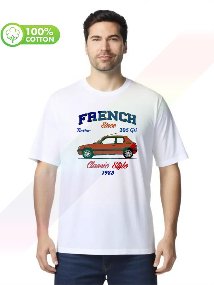 100 Cotton Round Neck Heavy Weight Unisexs Tshirt VINTAGE FRENCH CAR PEGEOUT 205 GTI S3XL Tops Tees