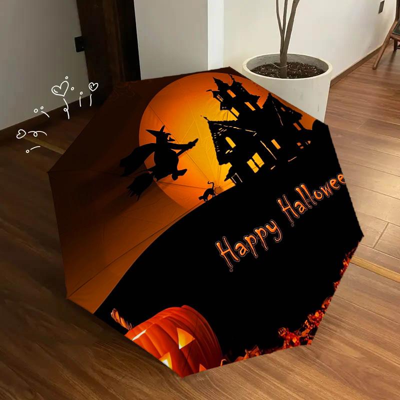 1pc Witch Pumpkin Themed High-quality Umbrella,Automatic Opening and Closing Umbrella,Multi-functional Umbrella G0811151