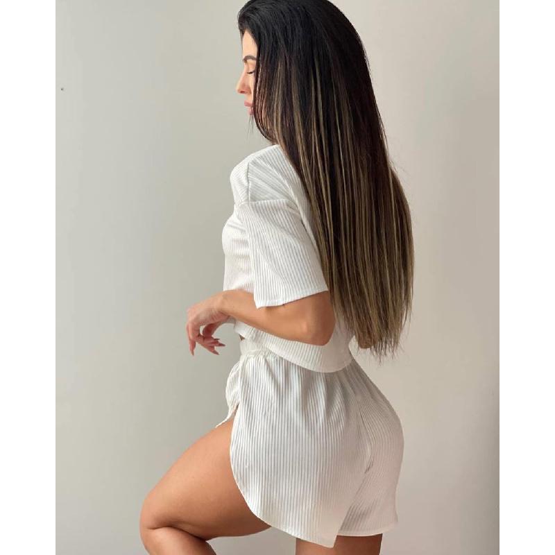 2026 Spring/Summer Women's Fashion Short Round Neck T-Shirt Top and Shorts Two-Piece Set