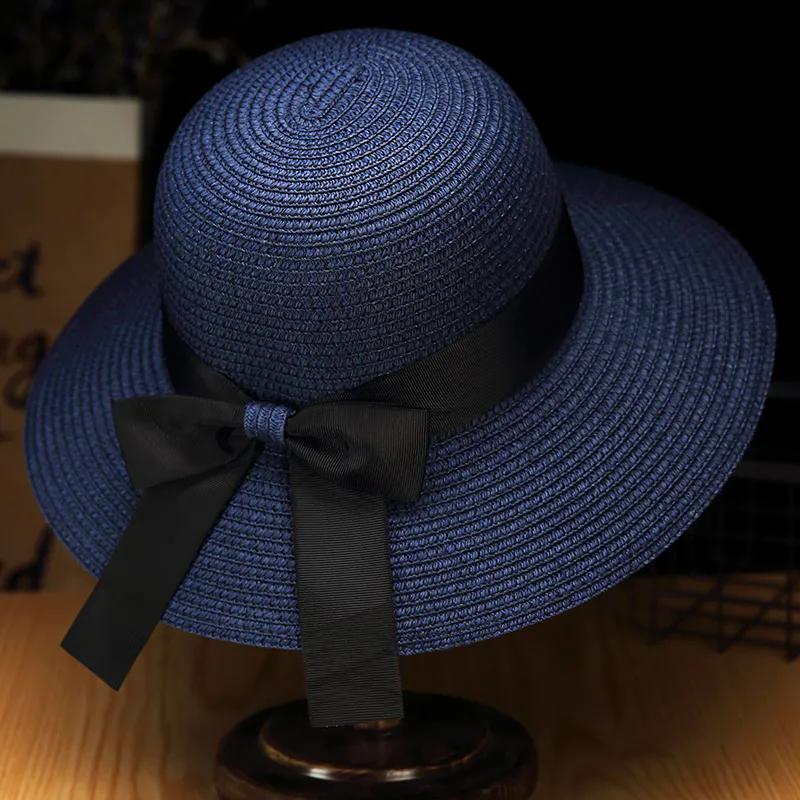 WTEMPO Cappelli a tesa larga neri traspiranti, eleganti, casual, con fiocco, per donna, estivi, versatili, protezione solare, cappelli a secchiello da esterno