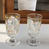 Retro French Romantic Goblet, Spring Flower Glass Dessert Cup, Niche Simple Milk Cup, High Temperature Resistance