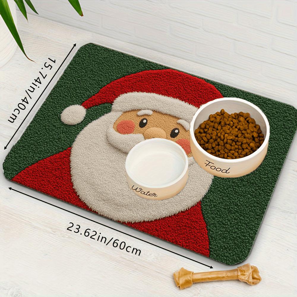VIKAMA Cute Santa Claus Christmas Bath Mat Soft Plush Non Slip Floor Mat For Bathroom Entryway Winter Holiday Home Decor