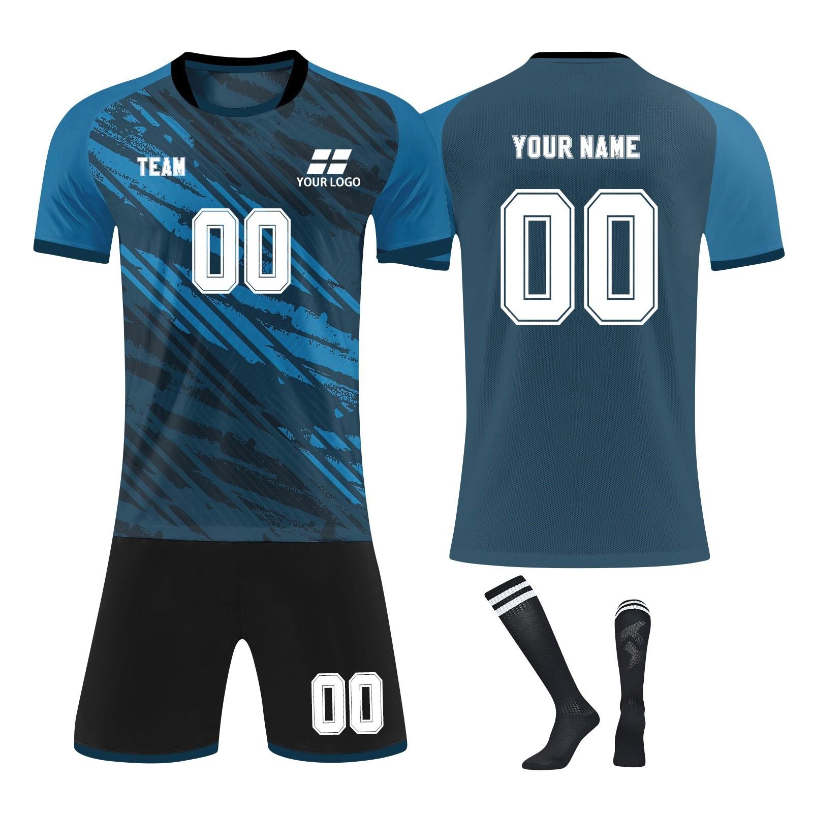 

Комплект персонализированных рубашек для мужчин и девочек с именем и номером, футбольные майки на заказ для мальчиков, тренировочный костюм XS синий