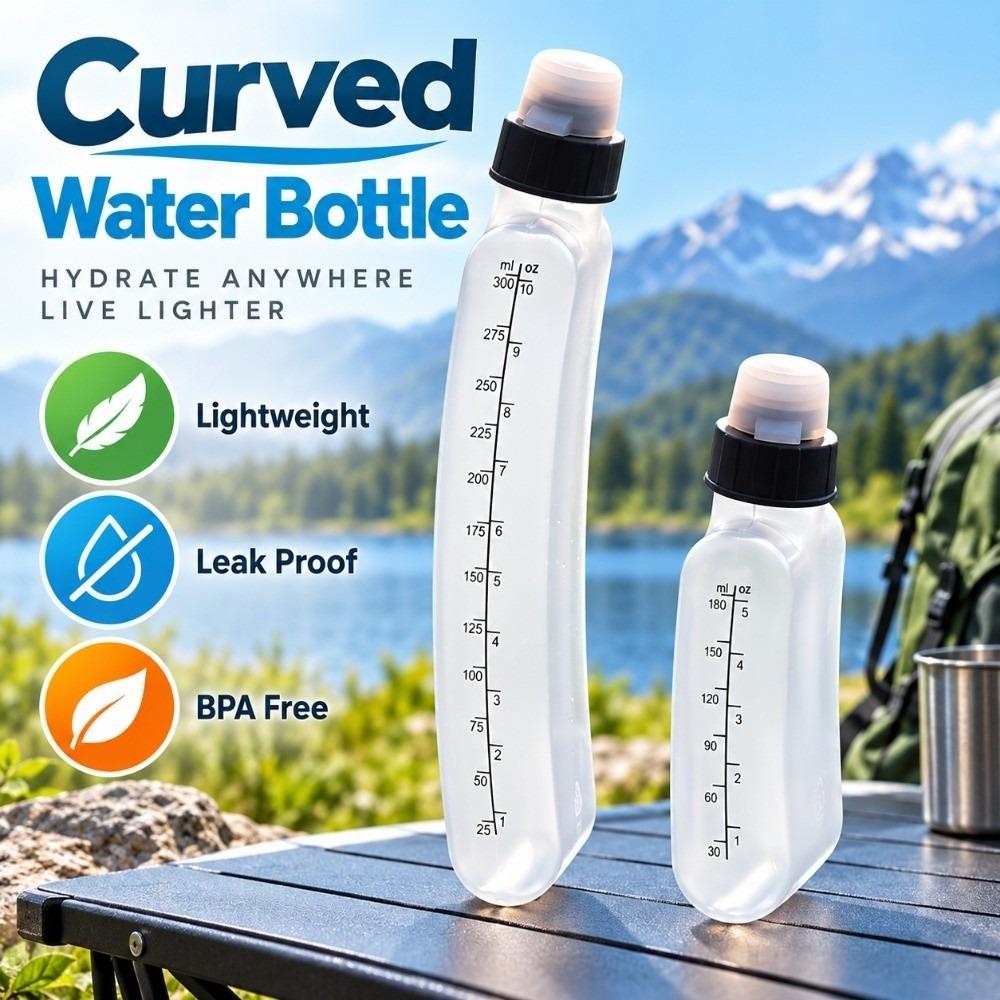 Portable Curved Water Flask 180/330/350ml Squeezing Water Bottle Running Water Bottle  Fitness
