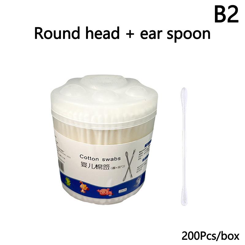 200 ks Dvojitý jednorázový vatový tampon na make-up, čištění nosu a uší, tyčinky z bavlny, nepouštějící vlákna, spirálové vatové tyčinky pro péči o uši, nástroj pro péči o dítě