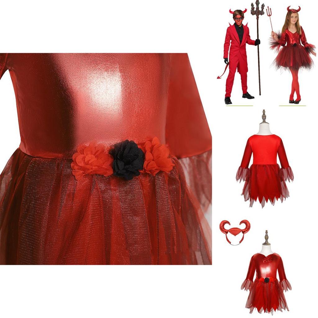 Halloween Red Bull Dämonenkostüm für Mädchen Weicher Polyesterstoff Europäischer und amerikanischer Stil Ideal für Cosplay und Kostümpartys