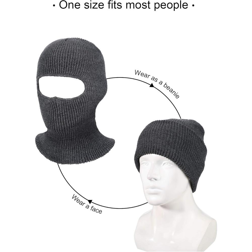 3-Hole Knitted Full Face Cover Ski Mask, Adult Winter Balaclava Warm Knit Full Face Mask for Outdoor Sports
