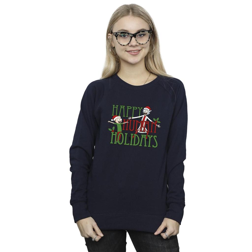 Rick And Morty Womens/Ladies Happy Human Holidays Sweatshirt