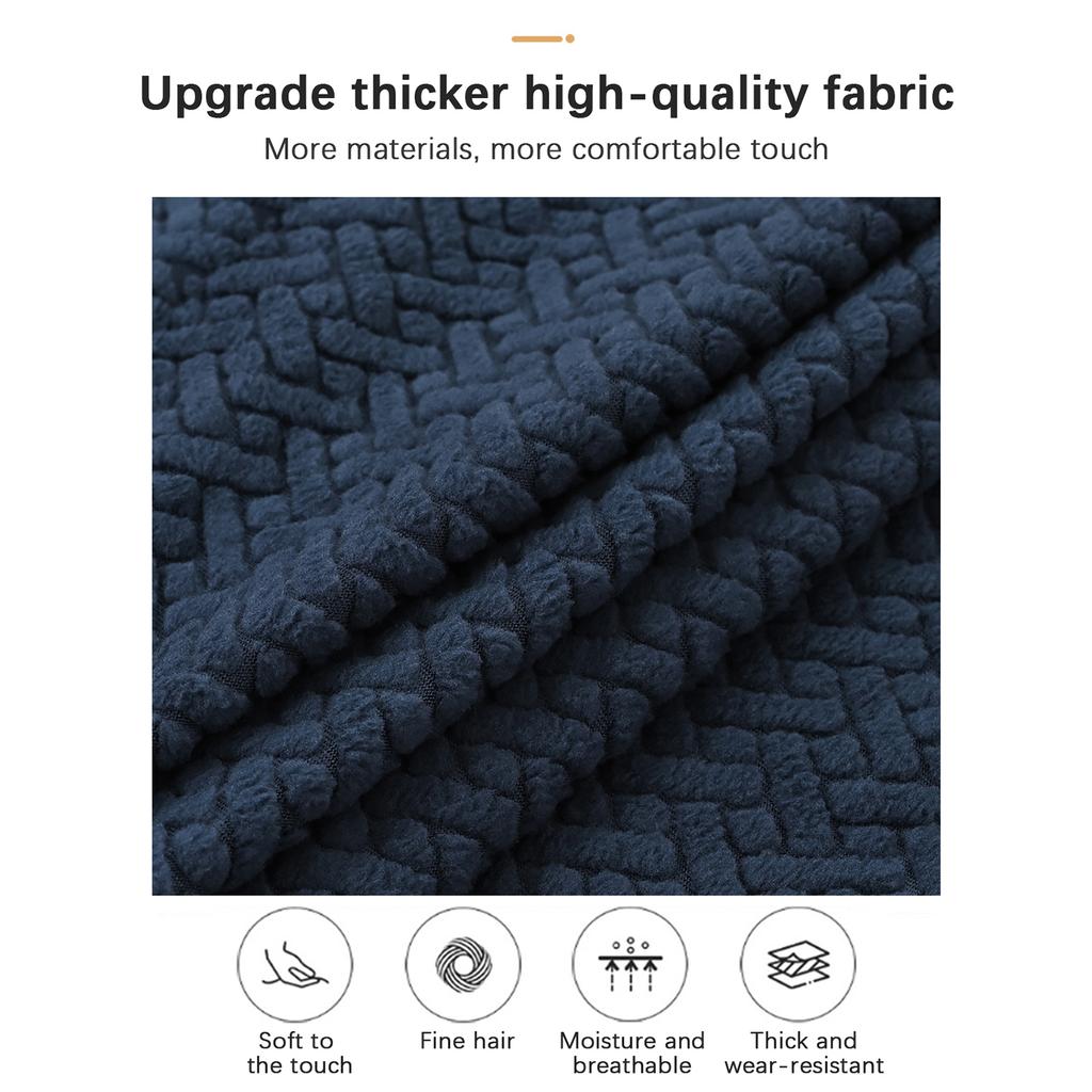Simple Chair Cover Seat and Rest In One Half Package M Chair Protective Cover Polar Fleece Material Elastic Striped Grid for Dining Hotel Home Use