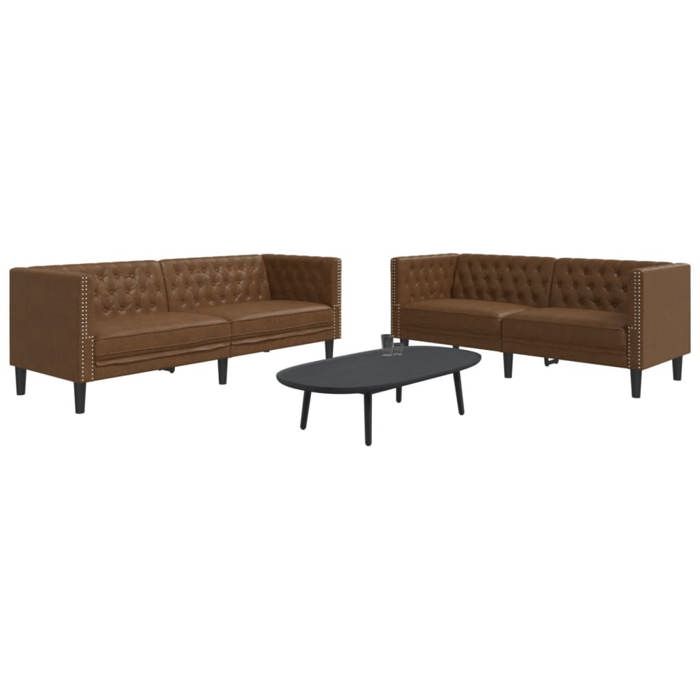 VidaXL Chesterfield 2-piece Sofa Set Brown Faux Suede, Sofa, Sofa Seat, Recliner Sofa, Comfort Sofa, 3209280