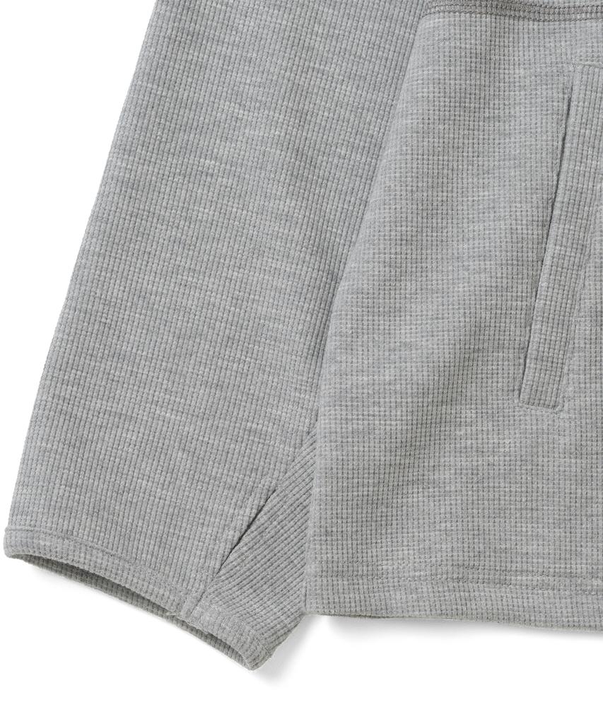 THE COLDEST MOMENT Tcm Stitch Cross Hooded Long Sleeve (Melange Gray)