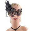 Elegant Vintage Rhinestones Feather Lace Mask For Halloween Balls Stage Performances Soft Costume Accessory