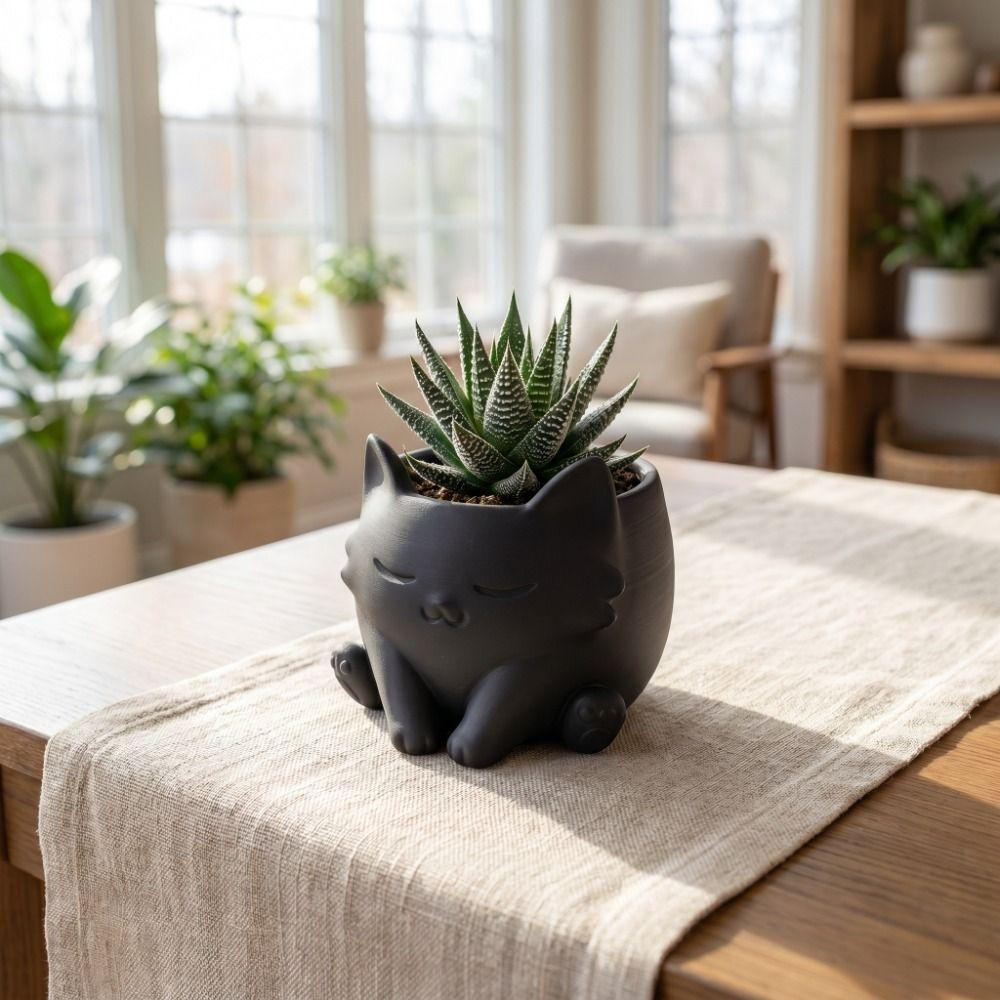 Ornaments Cat Shaped Flower Pot Lovely Mini Flowerpot Creative Succulent Flower Pot Table