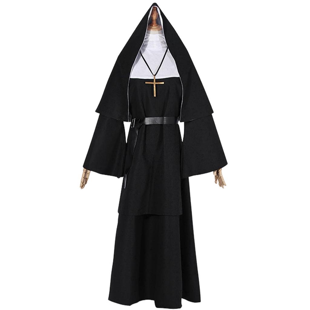 Sister Cosplay with Hood and The Conjuring Sister Adult Nun for Theater and Costumes [Divine Quality] Cross, Costume, Black, Costume, (Black, L)