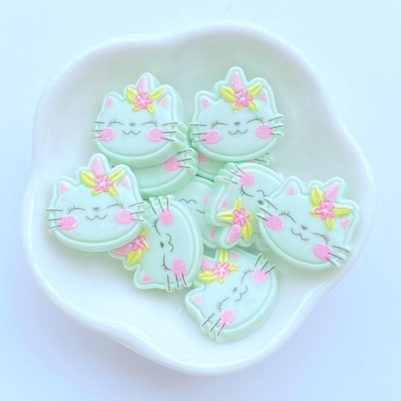 

10Pcs New Mini Cute One Horned Cat Flat back Resin Cabochons Scrapbooking DIY Jewelry Craft Decoration Accessorie