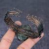 Prehnite Gemstone Handmade Copper Wire Wrap Cuff Bangle Adjustable i6Z56