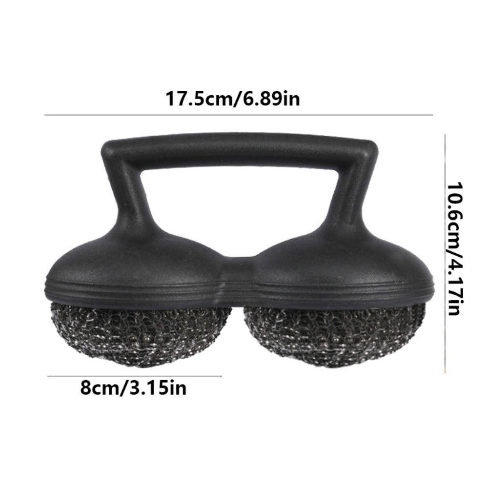 2 IN 1 Steel Wool Scrubber Stainless Steel Wire Bristle Metal Scrubbing Sponge  BBQ Grill