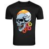Surf Skull Wave Graphic T-Shirt Beach Summer Skull Flowers Art Tee