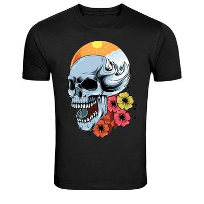 Surf Totenkopf Welle Grafik T-Shirt Strand Sommer Totenkopf Blumen Kunst Tee