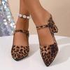 Leopard Women Slippers Sexy High Heels Summer Shoes Pointed Toe Heeled Sandals 2025 Elegant New Mules Shoes Woman Pumps Zapatos