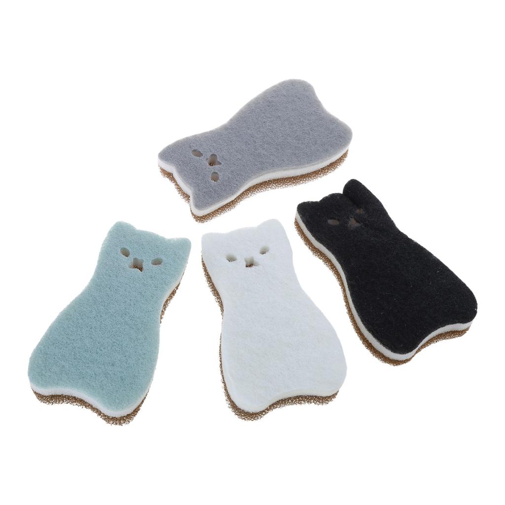 Set of 4 Cat Shaped Sponges Absorbent Soft and Long Lasting Cleaning Sponge for Kitchen Bathroom and Office Use