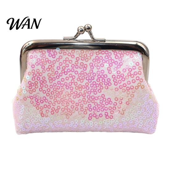 Elegant Coin Wallet Women Purse, with Metal Hinge And Kiss-lock Design, Lightweight Portable Purse Mini Wallet, Sequined Glitter Vintage Pouch