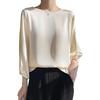 Sommer Damen Seiden T-Shirt Rundhals Pullover Kurzes Satin T-Shirt Lockere dünne Temperamentbluse