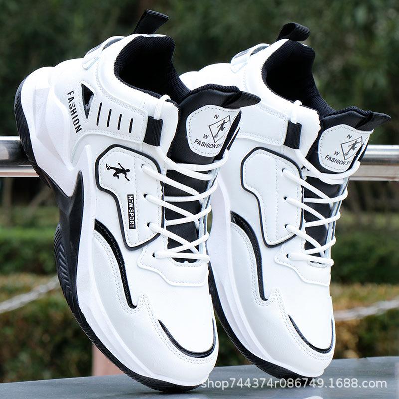 Basketball shoes spring and autumn new leather waterproof student high-top sports casual shoes soft-soled running shoes