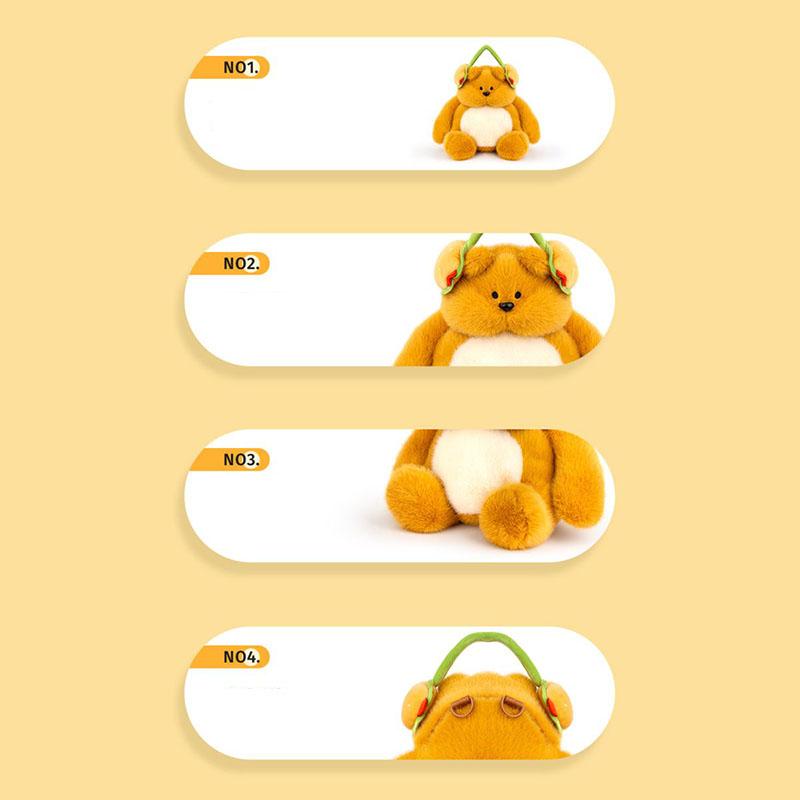 Kawaii Bear Plush Backpack Squishy Fluffy Animal Shaped Bag For Girls Casual Daily Use Cartoon School Bag With Headphone Design