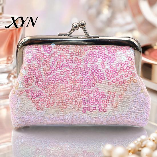 Colorful Sequin Wallet Women Coin Purse, with Metal Hinge And Kiss-lock Design, Lightweight Portable Travel Pouch Mini Wallet, Sequined Glitter